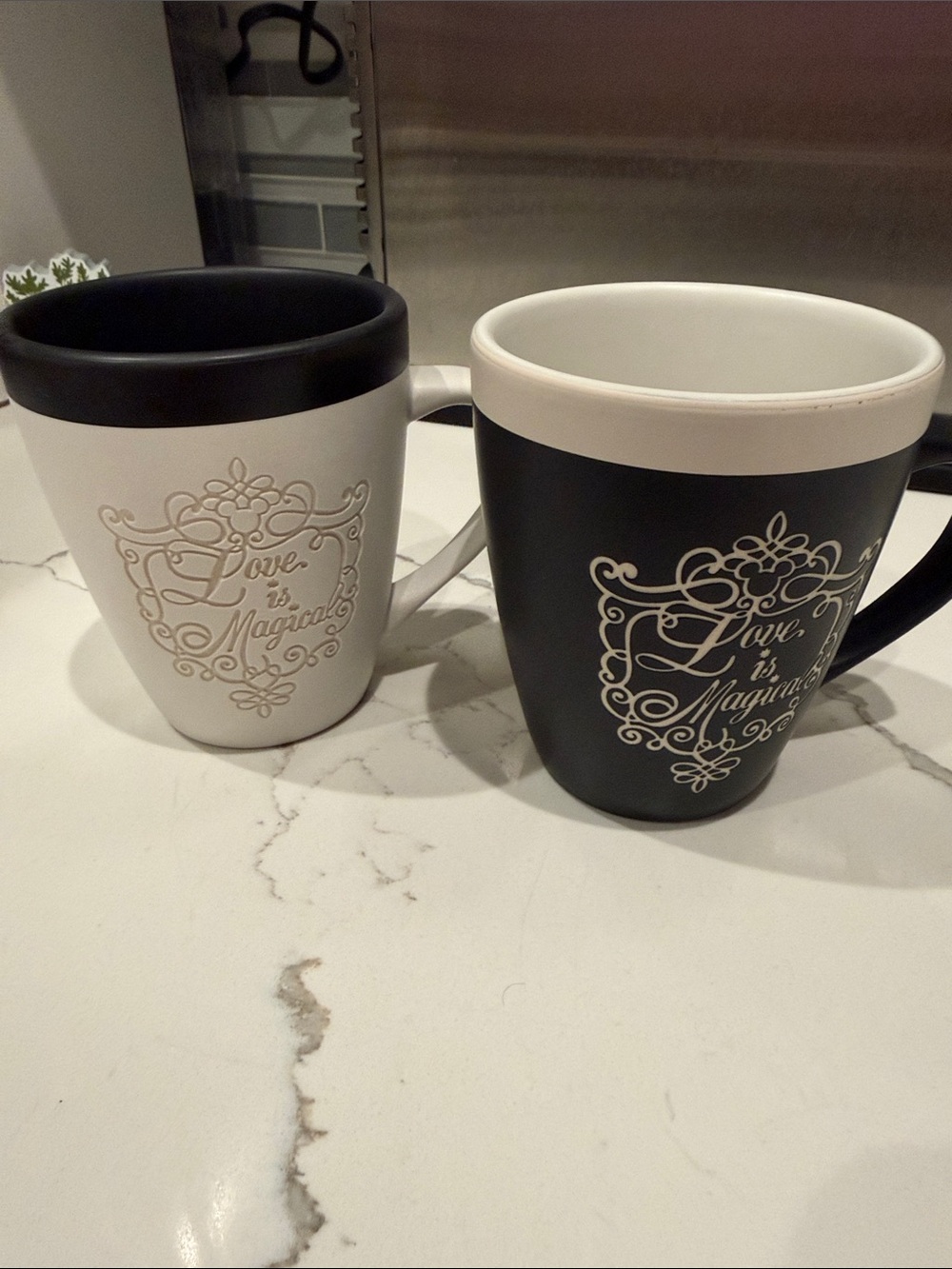 Disney 'Love Is Magical' Black and White Ceramic Mugs Set
